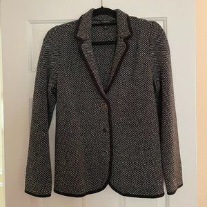 Talbot's 100% Pure Merino Wool Tweed Black and White Jacket (Size Medium)